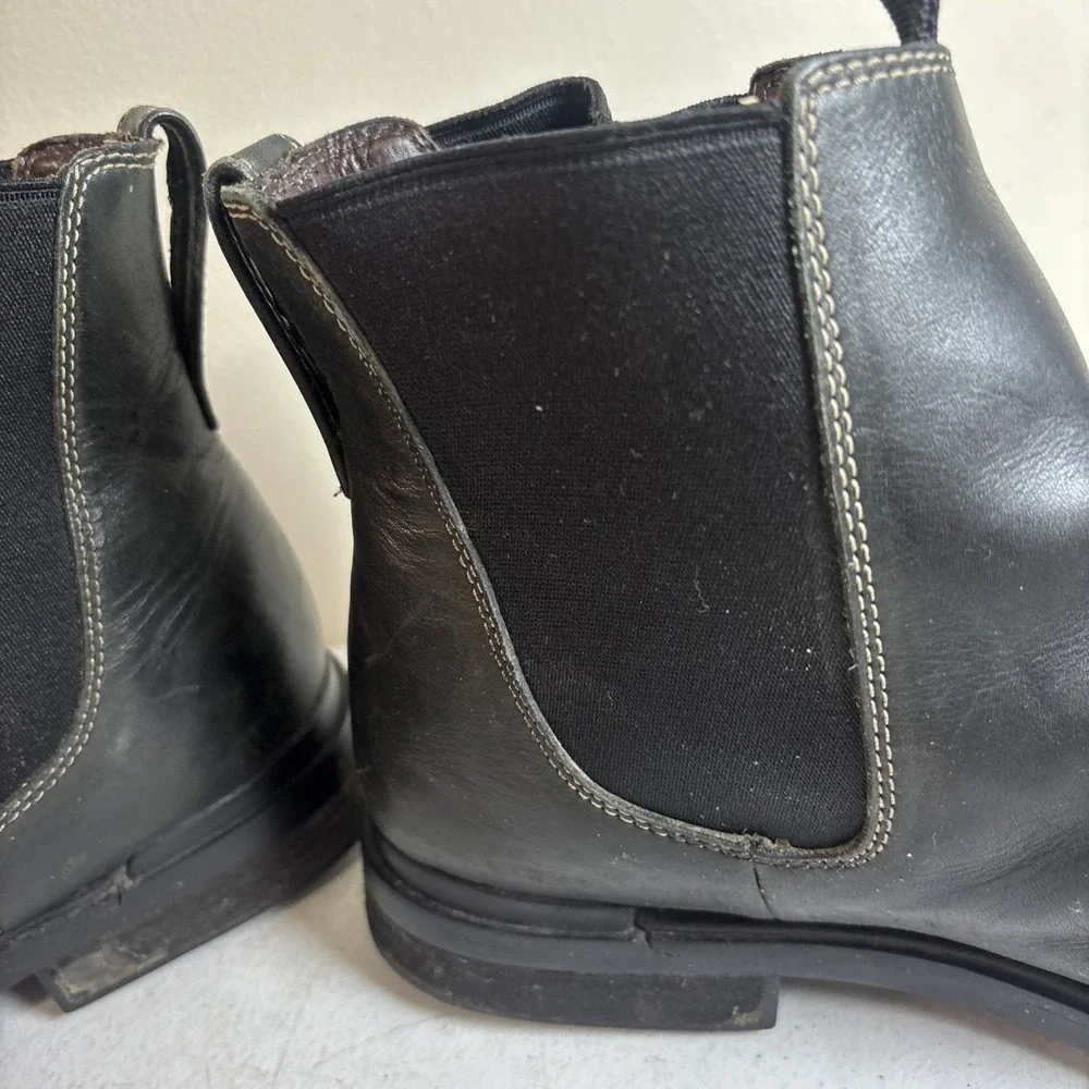 Timberland Men's Size 10 Black Leather Slip On Boots Waterproof